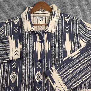 Back In The Saddle Aztec Jacket Womens 1X Navy Blue Southwestern Vintage Y2K Top